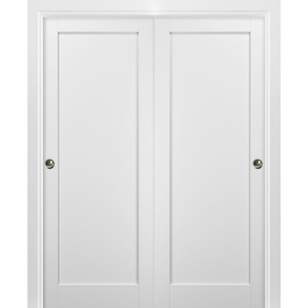 SARTODOORS Closet Bypass Interior Door, 48" x 80", White QUADRO4111DBD-WS-48